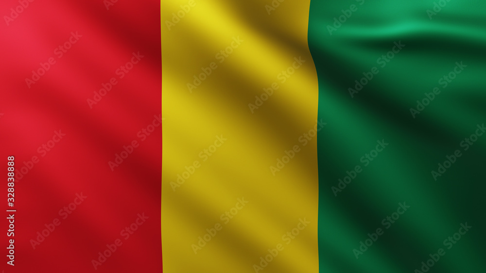 Obraz premium Large Flag of Guinea fullscreen background in the wind