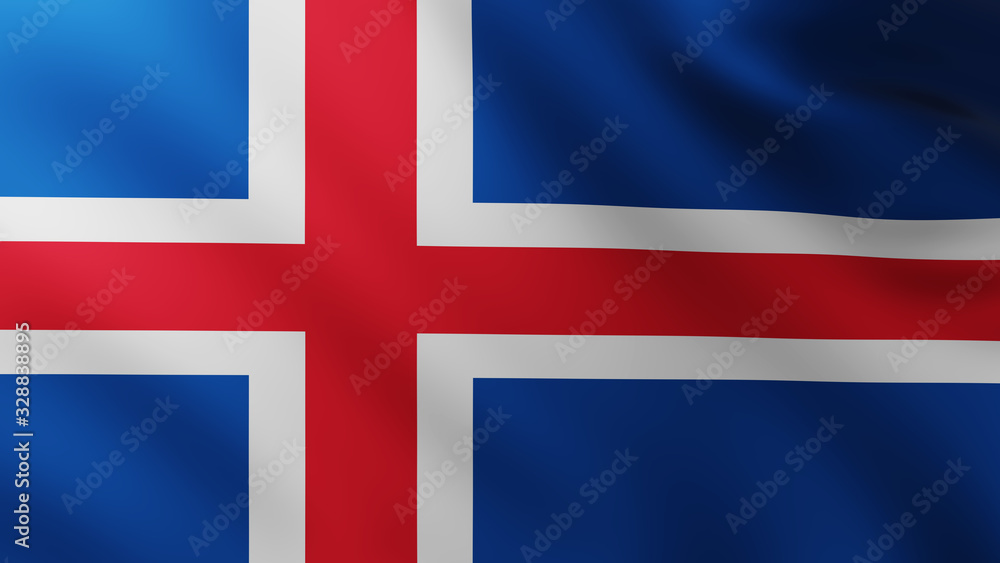 Fototapeta premium Large Flag of Iceland fullscreen background in the wind
