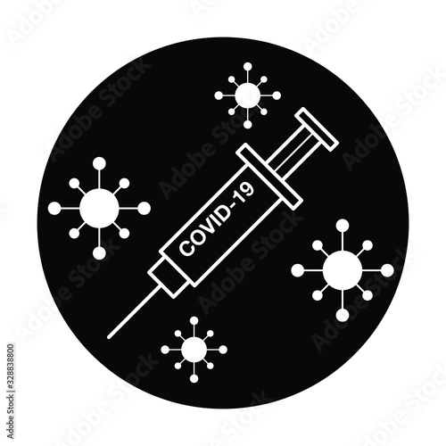 Vaccine anti covid-19. injection icon design, Medical health care emergency aid clinic and medication flat icon design Vector illustration