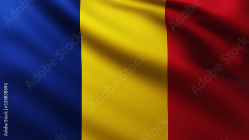 Large Flag of Chad fullscreen background in the wind