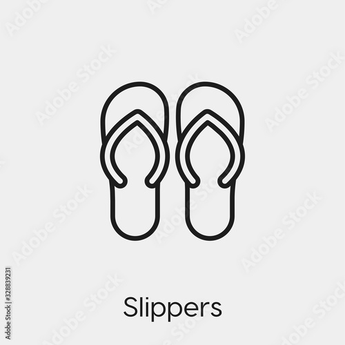 slippers icon vector. Linear style sign for mobile concept and web design. flip flops symbol illustration. Pixel vector graphics - Vector.