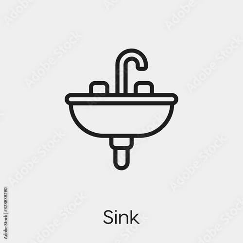 sink icon vector. Linear style sign for mobile concept and web design. sink symbol illustration. Pixel vector graphics - Vector.
