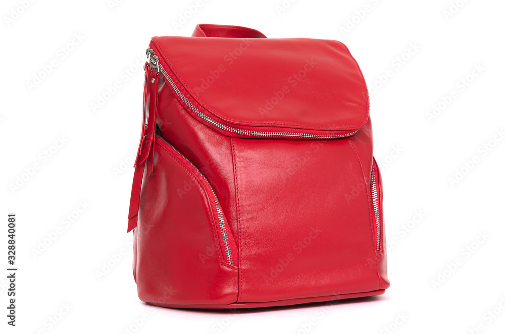 Fototapeta premium red female backpack on a white background