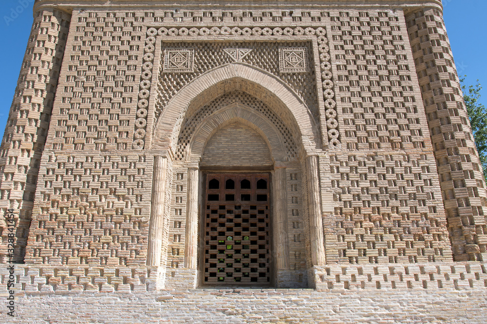 Medieval Samanid Mausoleum (one of the most interesting monument of architecture and history in the city) without people. Bukhara, Uzbekistan, Central Asia.