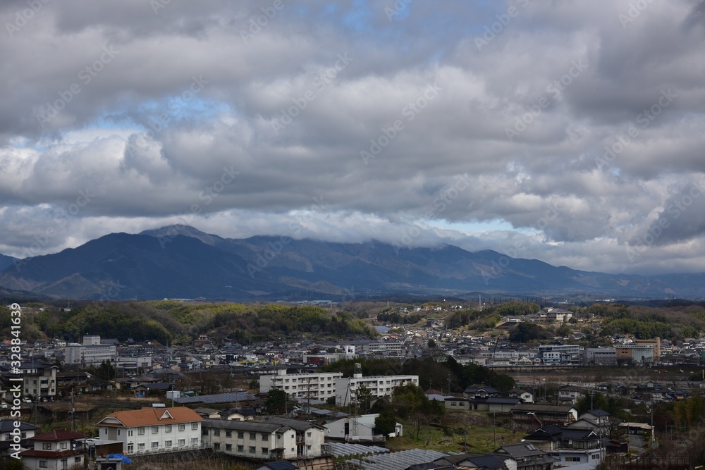 日本の岡山県津山市の町の風景