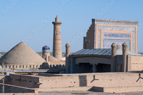 View at Itchan Kala (old or inner town), one of the most popular toristic attraction in the city. Khiva, Uzbekistan, Central Asia. photo