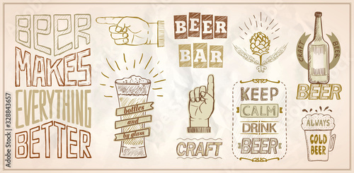 Beer menu list design with quote phrases