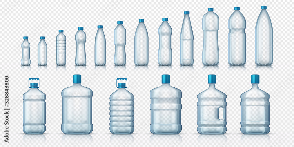 Water bottles realistic plastic liquid containers Vector Image