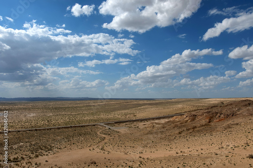 Desert landscape. View from Ayaz-Kala fortress. Nukus, Karakalpakstan, Uzbekistan, Central Asia.