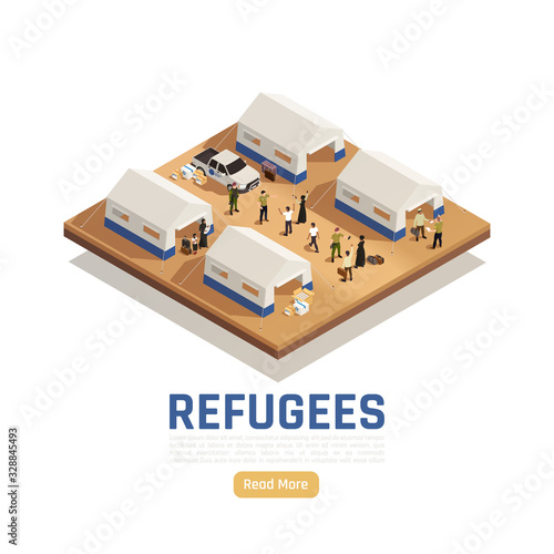 Refugees Asylum Isometric Background