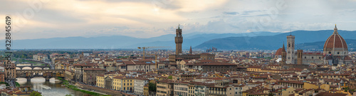 Duomo Santa Maria Del Fiore and Bargello in the morning from Piazzale Michelangelo in Florence