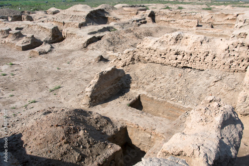 Ruins of Ancient Settlement of Paykend. Outskirts of Bukhara, Uzbekistan, Central Asia.