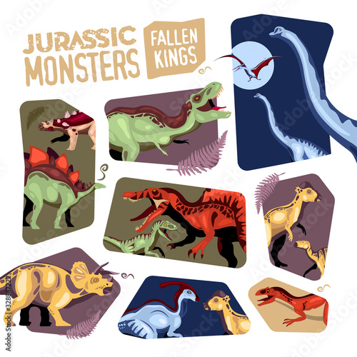 Jurassic Monsters Cutting Backgrounds Set