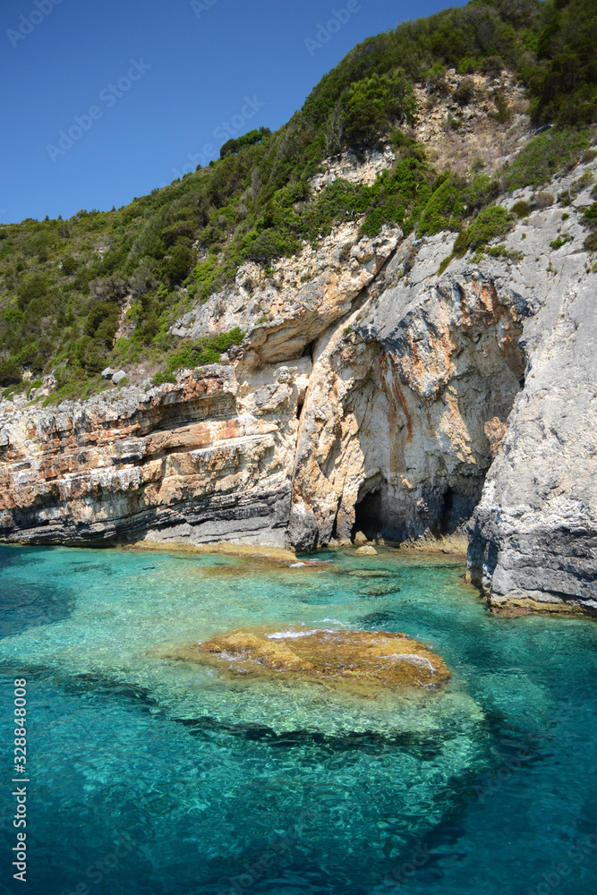 Blue caves, Paxos island and Ionian sea