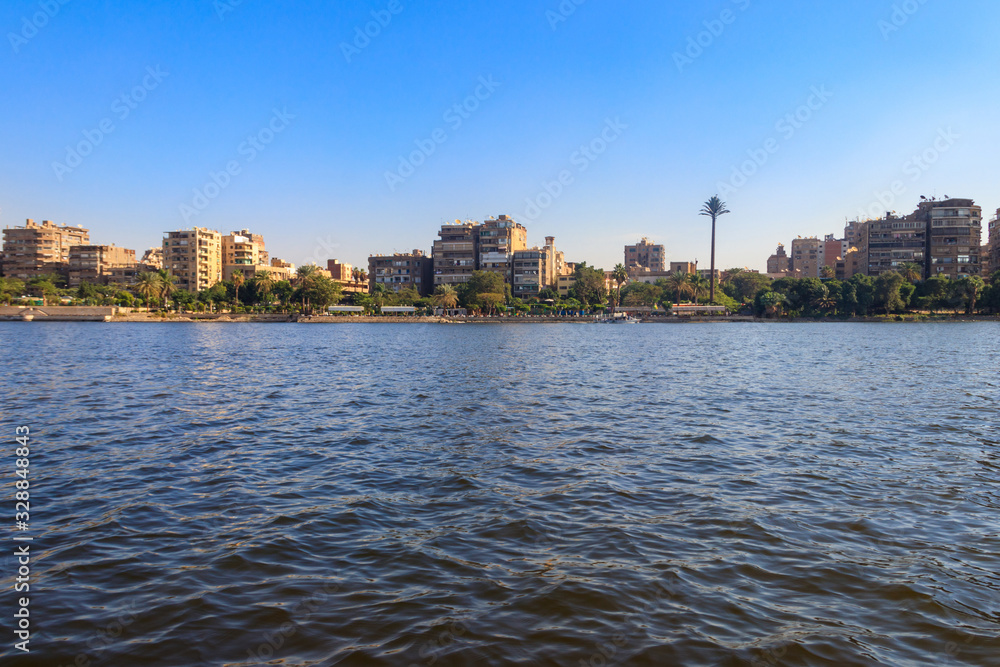 View of the Cairo city and Nile river in Egypt View of the Cairo city and Nile river in Egypt