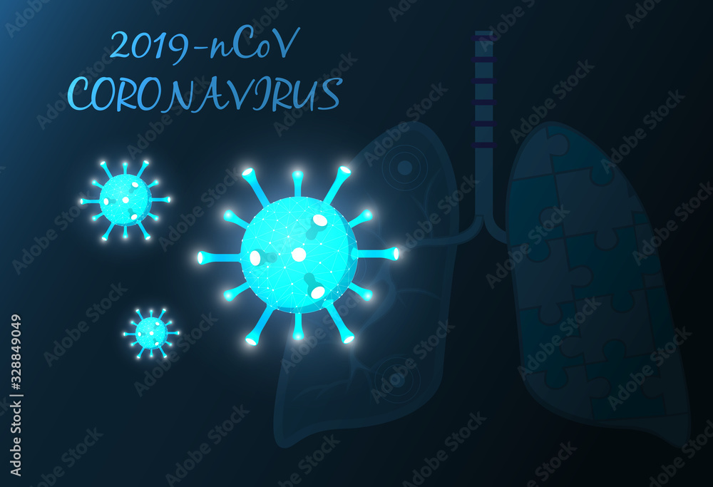 Hologram of coronavirus COVID-2019 on a blue futuristic background. The deadly type of virus is 2019-nKoV. 3D models of coronavirus bacteria. Colorful vector illustration Hologram of coronavirus COVID-2019 on a blue futuristic background. The deadly type of virus is 2019-nKoV. 3D models of coronavirus bacteria. Colorful vector illustration