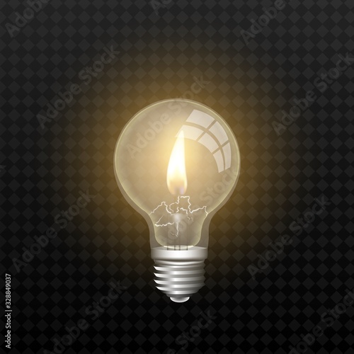 realistic lamp with a candle inside on an isolated background