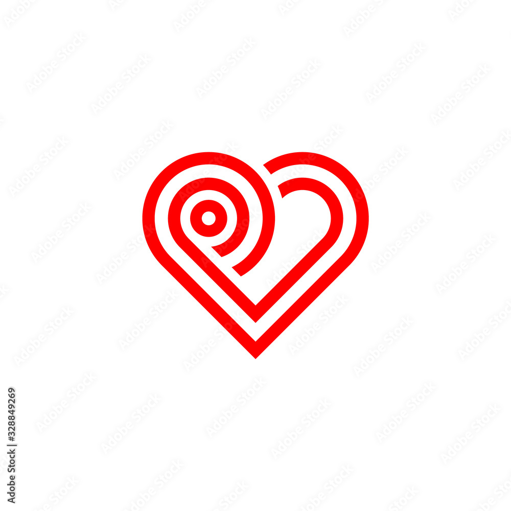 Logo initial letter P concept with heart. Logo initial letter P concept with heart.