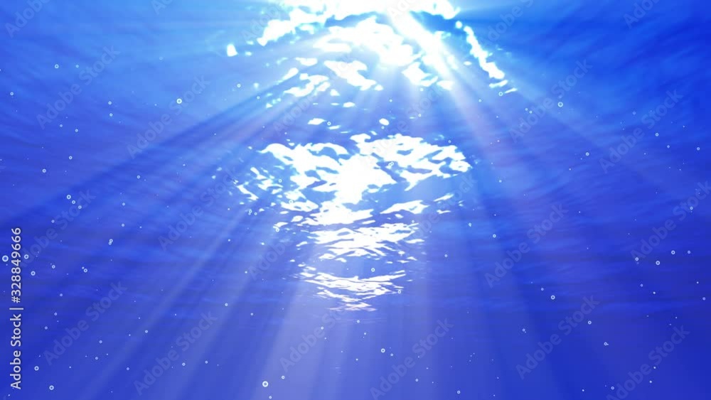 Underwater Big Bubbles Rising and Sun Rays Animation Loop Underwater Big Bubbles Rising and Sun Rays Animation Loop
