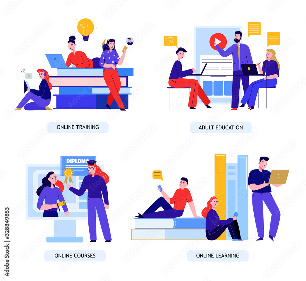 Online Education Flat Concept Online Education Flat Concept