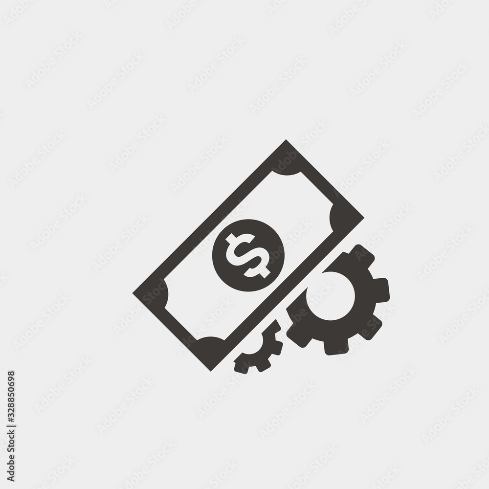 money management vector icon money notes with gear settings