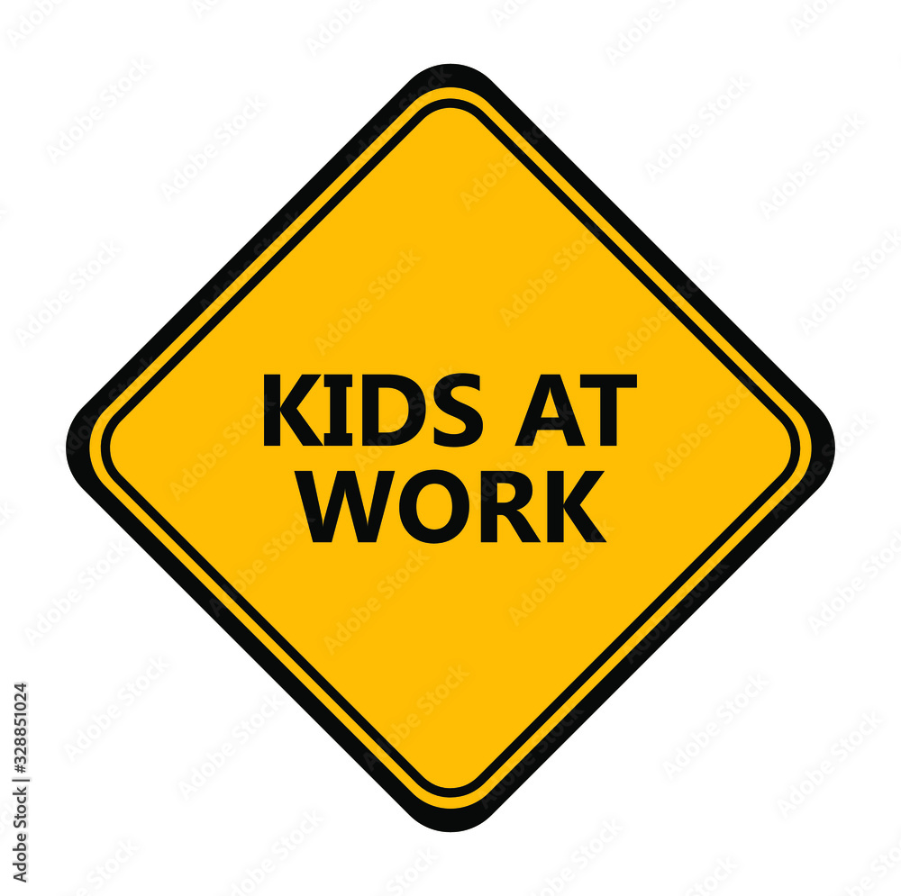 Yellow kids at work sign. vector icon Yellow kids at work sign. vector icon