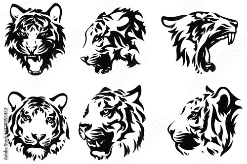 Head of a tiger. Styling the head for your design. Vector illustration, isolated objects.	