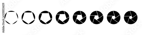 Camera lens diaphragm row with various aperture values