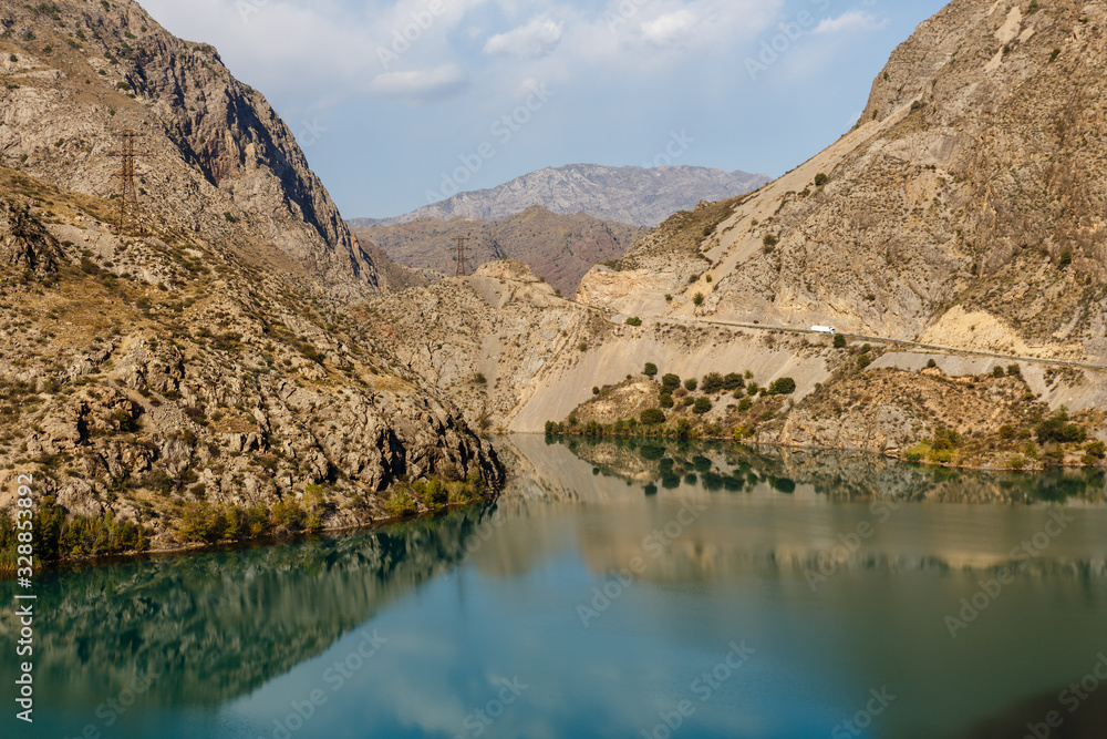 The Naryn River in the Tian Shan mountains, Kyrgyzstan.
