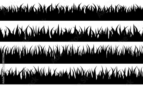 Panoramic seamless grass silhouette for footer and design.