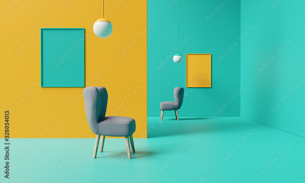 Plakat Creative interior design. Minimal color concept. 3d rendering