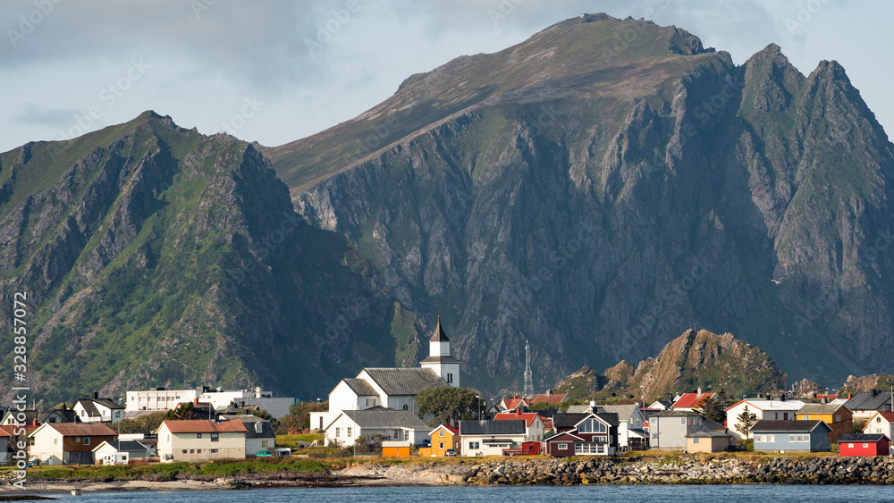 Fototapeta premium View of Andenes from ferry boat. 