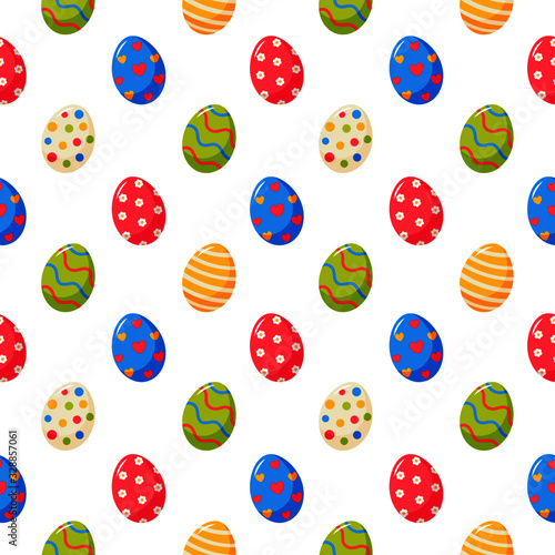 easter day eggs seamless pattern on white background. illustration vector.