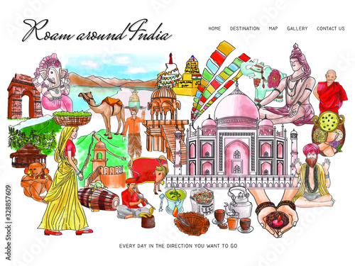 Illustration about India lifestyle for travel advertising or another design media