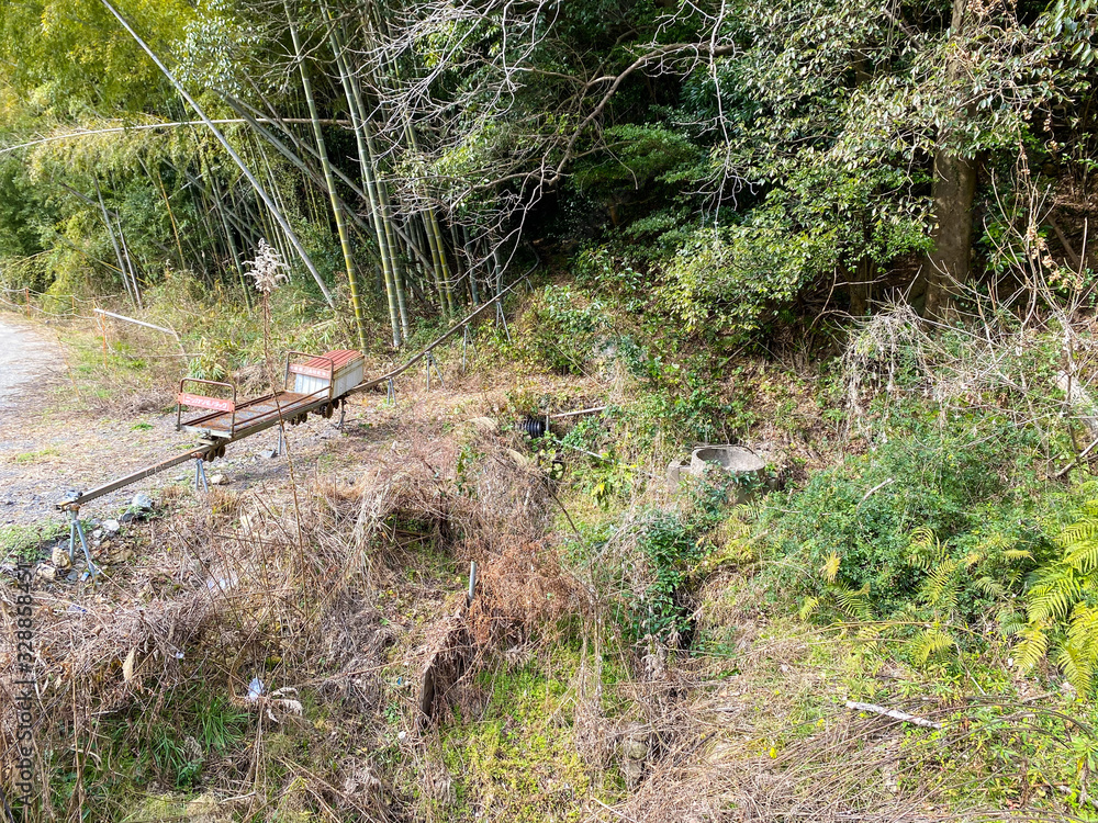 An agricultural monorail in the Japanese countryside. An agricultural monorail in the Japanese countryside.