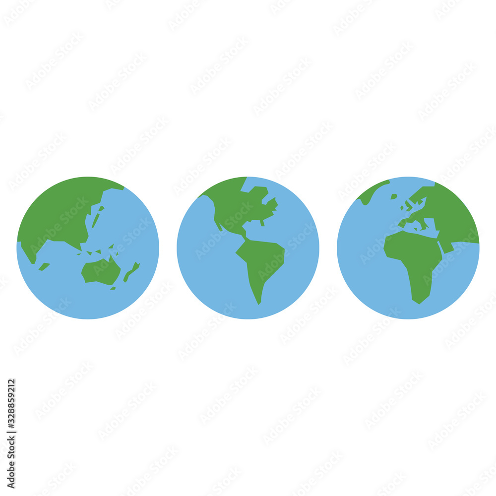 Illustration graphic vector set of planet earth, Earth globes isolated on white background. planet Earth icon. Vector illustration. Illustration graphic vector set of planet earth, Earth globes isolated on white background. planet Earth icon. Vector illustration.