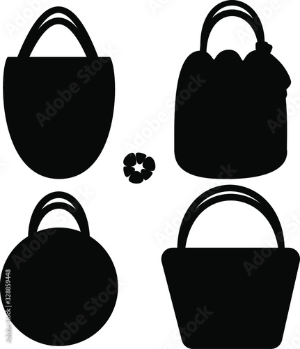 Feminine handbag for shopping, travel, vacation.  Beautiful casual collection of summer woman accessory. Vector flat design