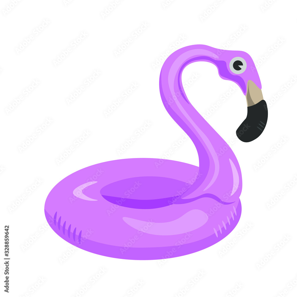 Isolated vector swimming ring. circle for swimming in the form of a flamingo. pink inflatable rubber flamingo Isolated vector swimming ring. circle for swimming in the form of a flamingo. pink inflatable rubber flamingo
