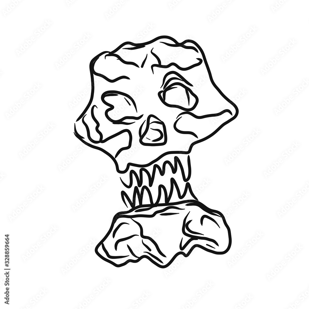 Outline illustration of skull isolated on white background Outline illustration of skull isolated on white background