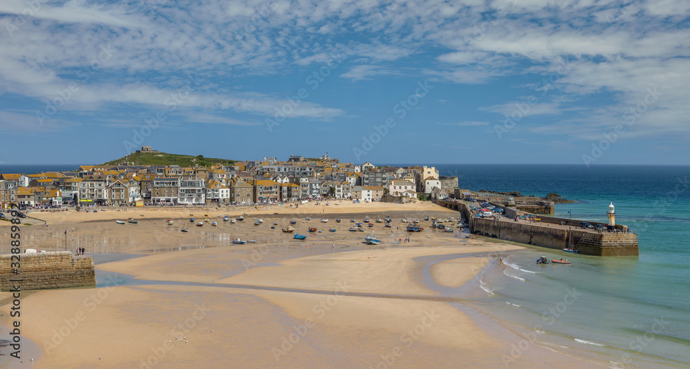 View over St Ives Harbour and town, Cornwall
