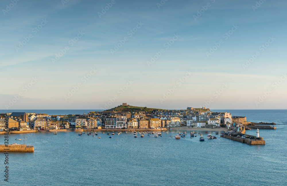 View over St Ives in Cornwall at High Tide