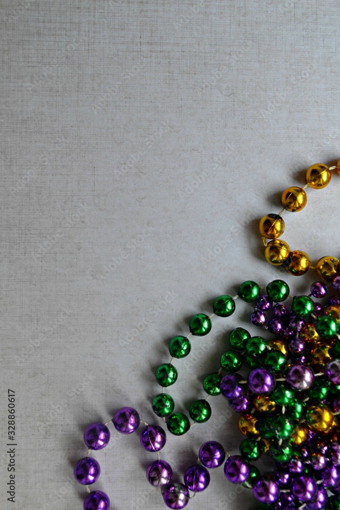 Mardi Gras traditional colorful beads