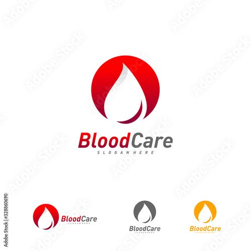 Blood Donation logo template vector, Droplet Blood logo design concept
