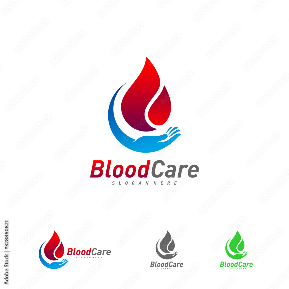Care Blood Donation logo template vector, Droplet Blood logo design concept Care Blood Donation logo template vector, Droplet Blood logo design concept