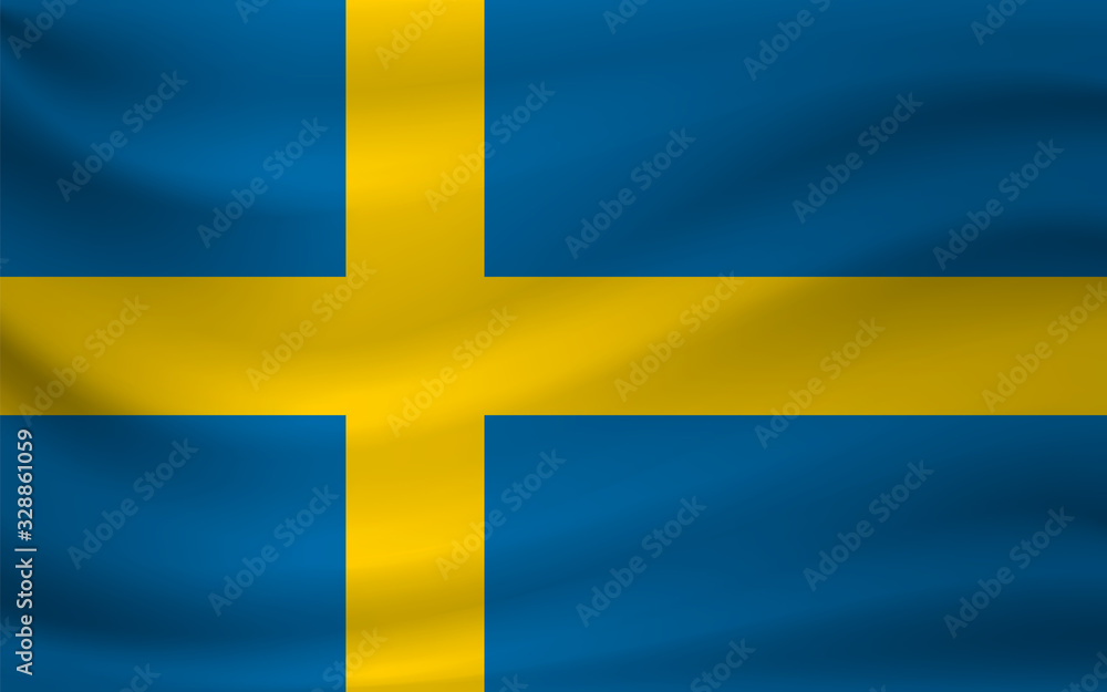 Waving flag of Sweden. Vector illustration Waving flag of Sweden. Vector illustration