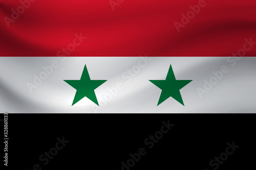 Waving flag of Syria. Vector illustration