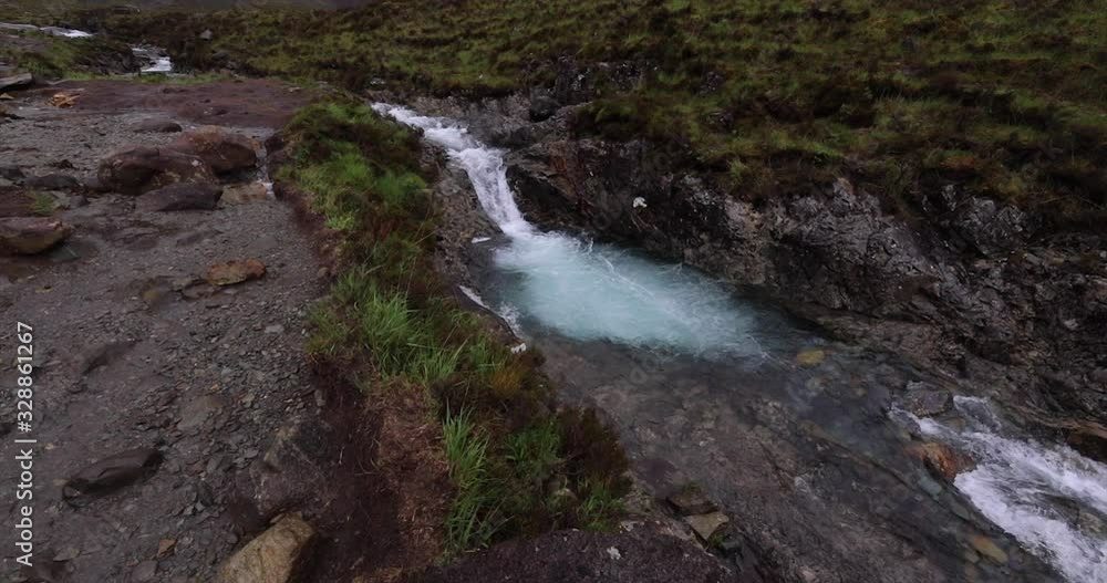 Picturesque landscape of a mountain river with traditional nature of Scotland. 4K Footage. Picturesque landscape of a mountain river with traditional nature of Scotland. 4K Footage.