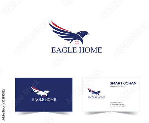 Eagle Mortgage Logo . Eagle Home Logo Design stock vector Illustration. eagle house Logo . Eagle real estate logo template American.
