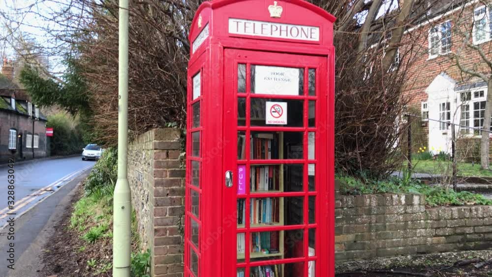 Phone box converted into a book exchange in England Phone box converted into a book exchange in England