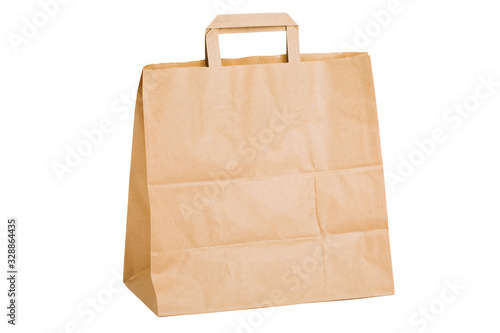 Brown paper packaging on white isolated background.